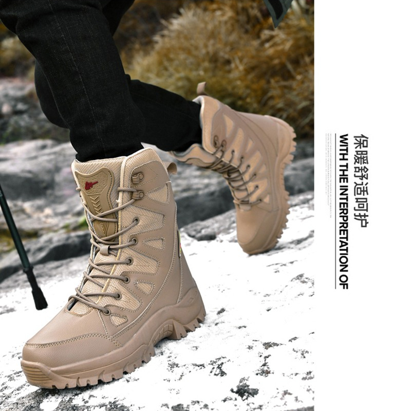Men'S Shoes Hiking - 高品質レザー製メンズワークブーツ、ハイヘルプメンズデザートコンバットブーツ、アウトドアノンスリップハイキングシューズ、メンズバイクブーツ