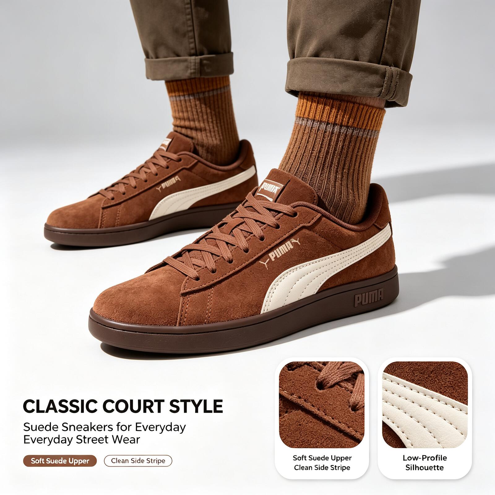 Men'S Shoes Puma Sneakers - 新しいプーマレトロカジュアルスニーカースエードソフトボトム耐久性のあるクラシックスエードスニーカー男性女性用ブラウンロートップカジュアルシューズ