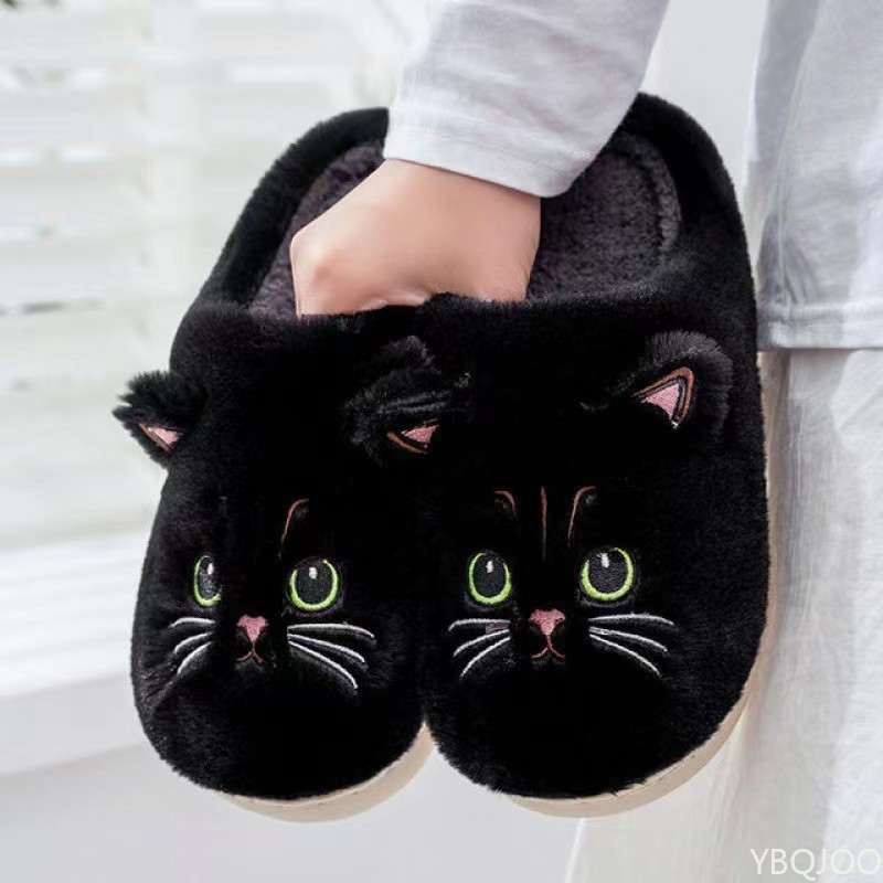 Men'S Shoes To Women'S - 新しい秋冬綿スリッパ男性と女性のカップル漫画子猫屋内ぬいぐるみ平底ホーム暖かさ女性の綿モップ