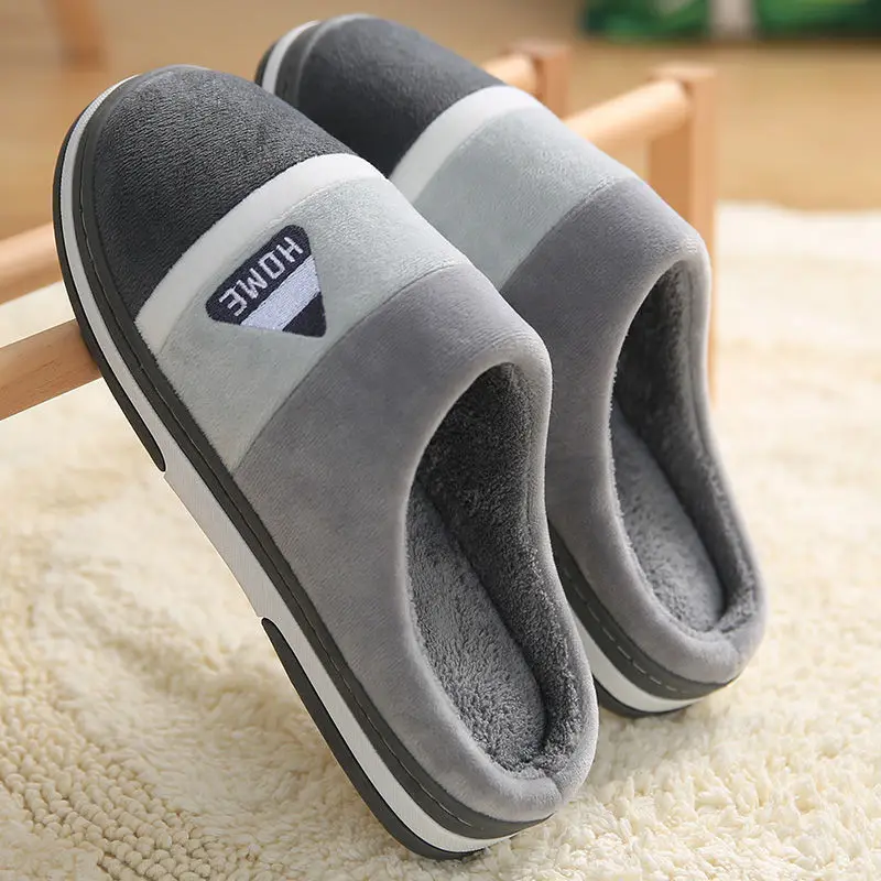 Men'S Shoes With Platform - ビッグサイズ 48 49 男性ホームスリッパ女性冬暖かいスライドカジュアルフラリーシューズカップル屋内ノンスリップ寝室コンフォートフラット