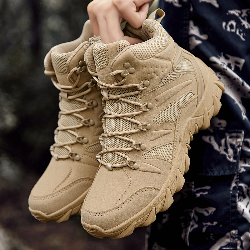 Men'S Shoes Hiking - 砂漠戦闘訓練ブーツ男性屋外キャンプ耐摩耗性迅速対応ハイキングシューズ釣り狩猟スニーカー男性 Zapatillas
