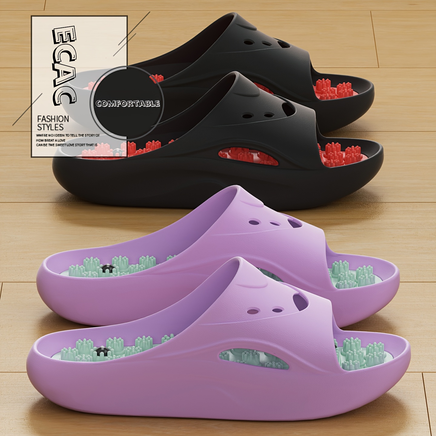 Men'S Shoes Slip On - 女性男性用EVAマッサージスリッパ厚底バスルームスライド滑り止めシャワーサンダルソフトクッションホーム屋内屋外ビーチシューズ
