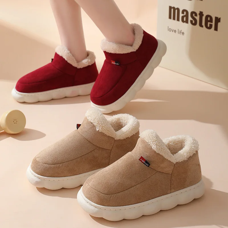 Men'S Shoes To Women'S - 2025年冬用メンズカジュアルハウスシューズ、レディースアウトドア用暖かいコットンシューズ、女性用室内用プラッシュパッド入りスリッパ