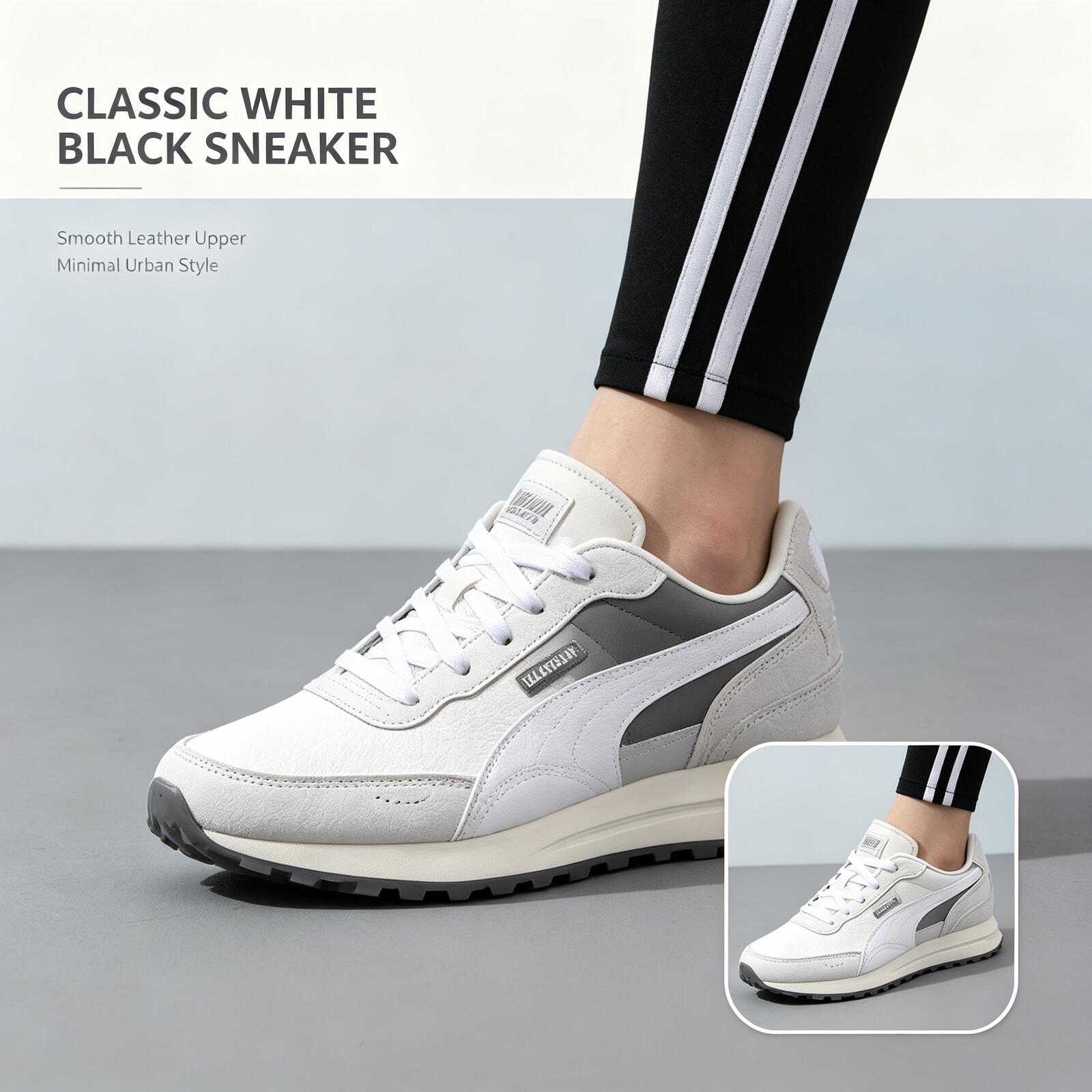 Men'S Shoes Puma Sneakers - プーマ男性白黒ロートップスニーカークラシッククリーンレザーカジュアル女性スポーツシューズウォーキングファッショントレーナー 397377-08 ランニング