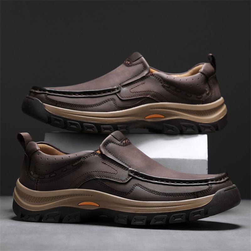 Men'S Shoes Quality Brands - ブランドメンズシューズ高品質本革メンズカジュアルシューズスリッポンコンフォートビジネスマンフラットシューズアウトドア男性作業靴