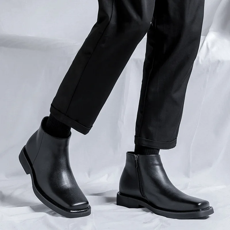 黒の新ファッション男性カジュアル革靴秋冬ドレスアンクルブーツ - Men'S Shoes Hugo Boss のレビューと価格