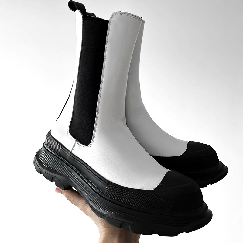 メンズファッションステージナイトクラブプラットフォームブーツ - Men'S Shoes Black And White のレビューと価格