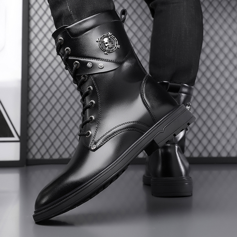 ユニセックス ハイカット 厚底プラットフォームブーツ - 冬 - Men'S Shoes Black And White のレビューと価格
