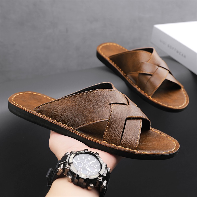 本革メンズカジュアルサンダル夏メンズスリッパ屋外通気性ビーチ - Men'S Shoes Hugo Boss のレビューと価格