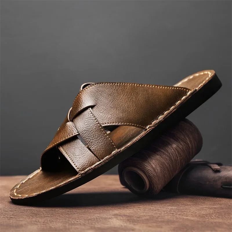 本革メンズカジュアルサンダル夏メンズスリッパ屋外通気性ビーチ - Men'S Shoes Hugo Boss のレビューと価格