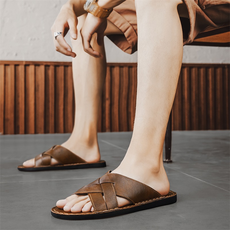 本革メンズカジュアルサンダル夏メンズスリッパ屋外通気性ビーチ - Men'S Shoes Hugo Boss のレビューと価格