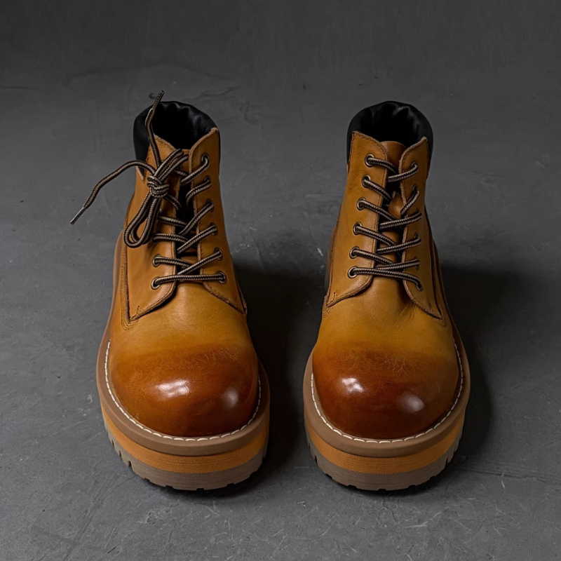 英国スタイルのメンズアンクルブーツブラウンレトロ本革カジュア - Men'S Shoes Hiking のレビューと価格