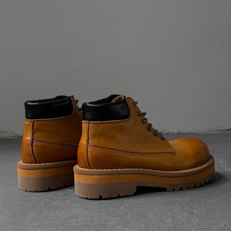 英国スタイルのメンズアンクルブーツブラウンレトロ本革カジュア - Men'S Shoes Hiking のレビューと価格