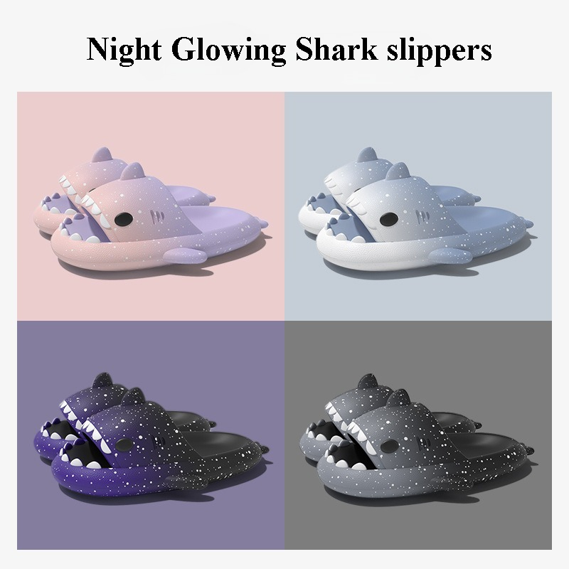 かわいい漫画サメスリッパ女性男性のためのグラデーションカラー - Men'S Shoes Slip On のレビューと価格