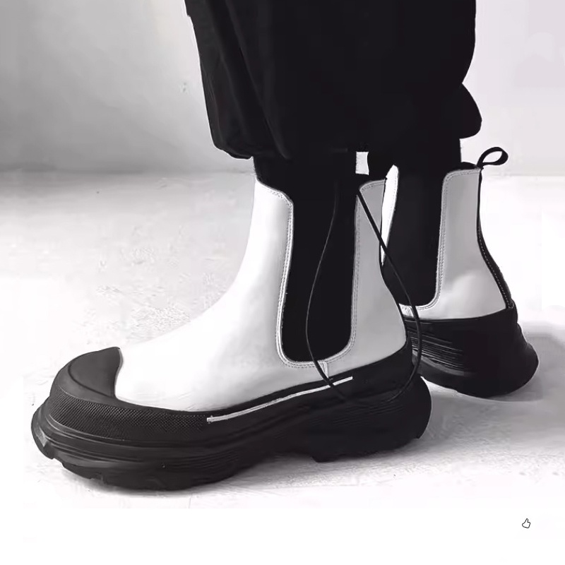 メンズファッション パンクロック チェルシーブーツ ブラック - Men'S Shoes Black And White のレビューと価格