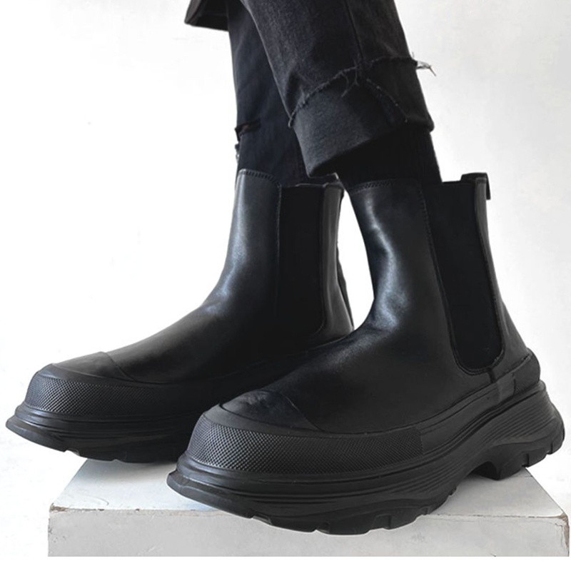 メンズファッション パンクロック チェルシーブーツ ブラック - Men'S Shoes Black And White のレビューと価格