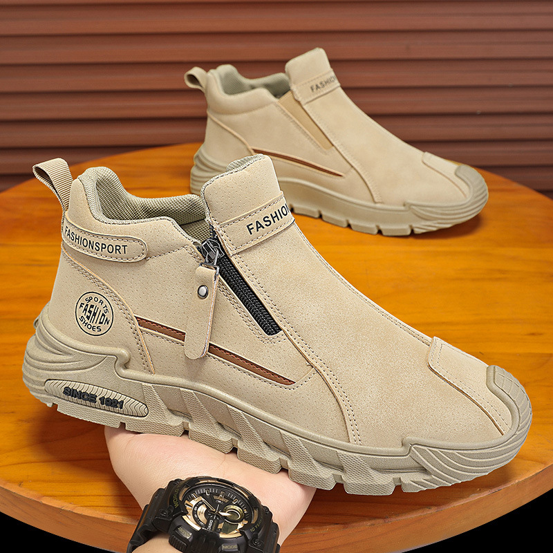 メンズカジュアルジッパー付きショートブーツ スポーツ アウト - Men'S Shoes Hiking のレビューと価格