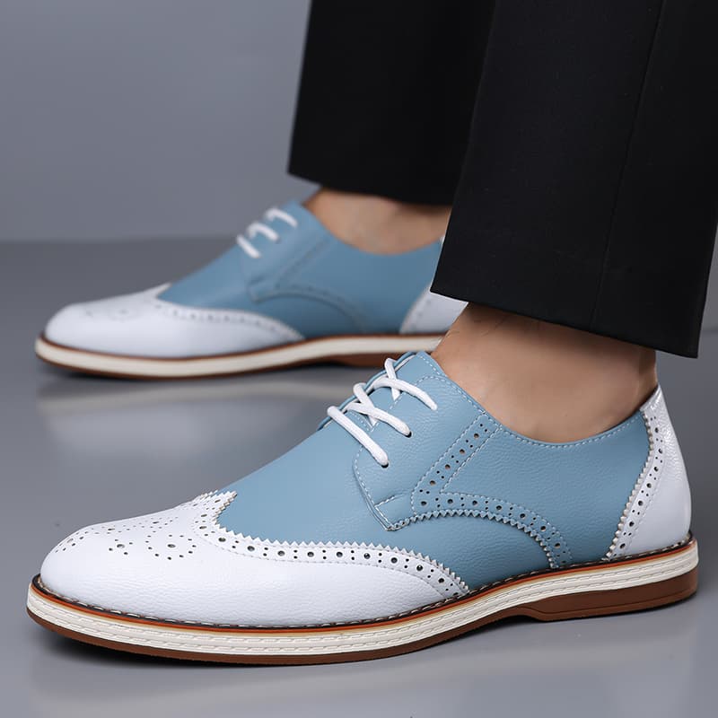 メンズ ホワイト ブルー ツートーン ブローグ オックスフォ - Men'S Shoes Hugo Boss のレビューと価格