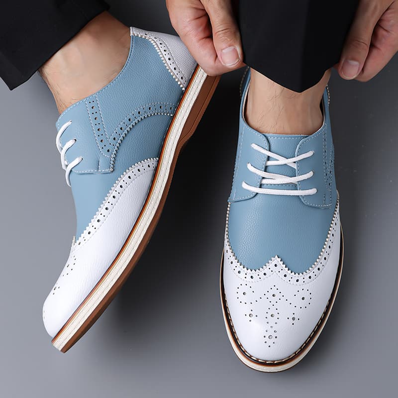 メンズ ホワイト ブルー ツートーン ブローグ オックスフォ - Men'S Shoes Hugo Boss のレビューと価格