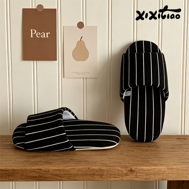 XIXITIAO ストライプ室内スリッパ女性男性四季カップル - Men'S Shoes Slip On のレビューと価格