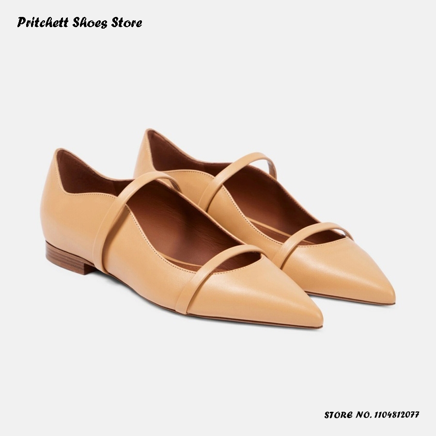 レディース ダブルストラップ レザー バレエシューズ ポイン - Men'S Shoes Slip On のレビューと価格