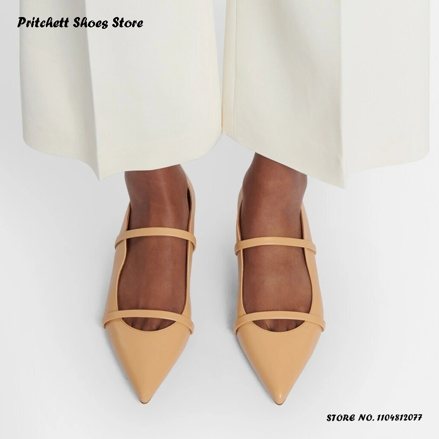 レディース ダブルストラップ レザー バレエシューズ ポイン - Men'S Shoes Slip On のレビューと価格