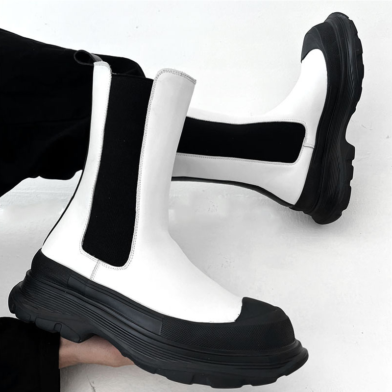 メンズファッション パンク ステージ ハイチェルシーブーツ  - Men'S Shoes Black And White のレビューと価格