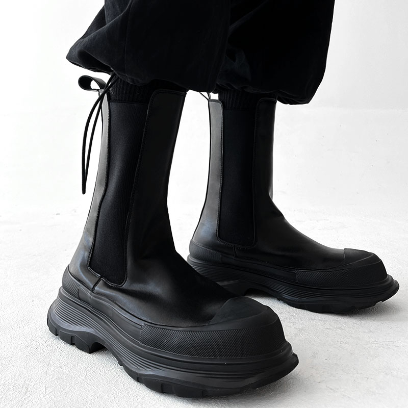 メンズファッション パンク ステージ ハイチェルシーブーツ  - Men'S Shoes Black And White のレビューと価格