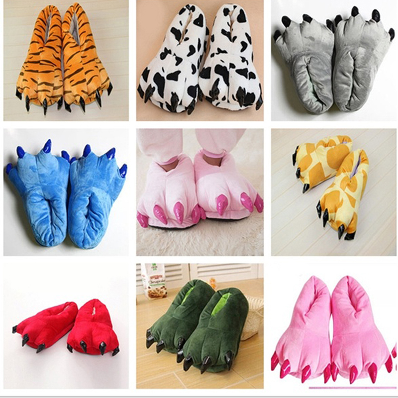 冬用暖かいソフト室内スリッパ、男女兼用、面白い動物の足型、ク - Men'S Shoes To Women'S のレビューと価格