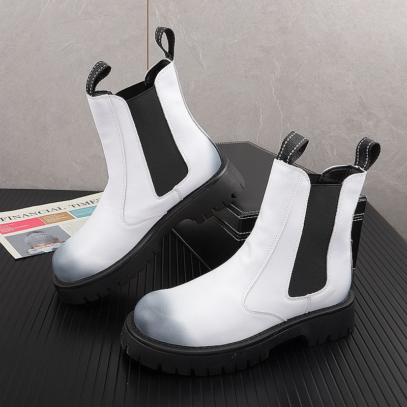 メンズラグジュアリーファッション 本革ブーツ ブラック ホワ - Men'S Shoes Black And White のレビューと価格