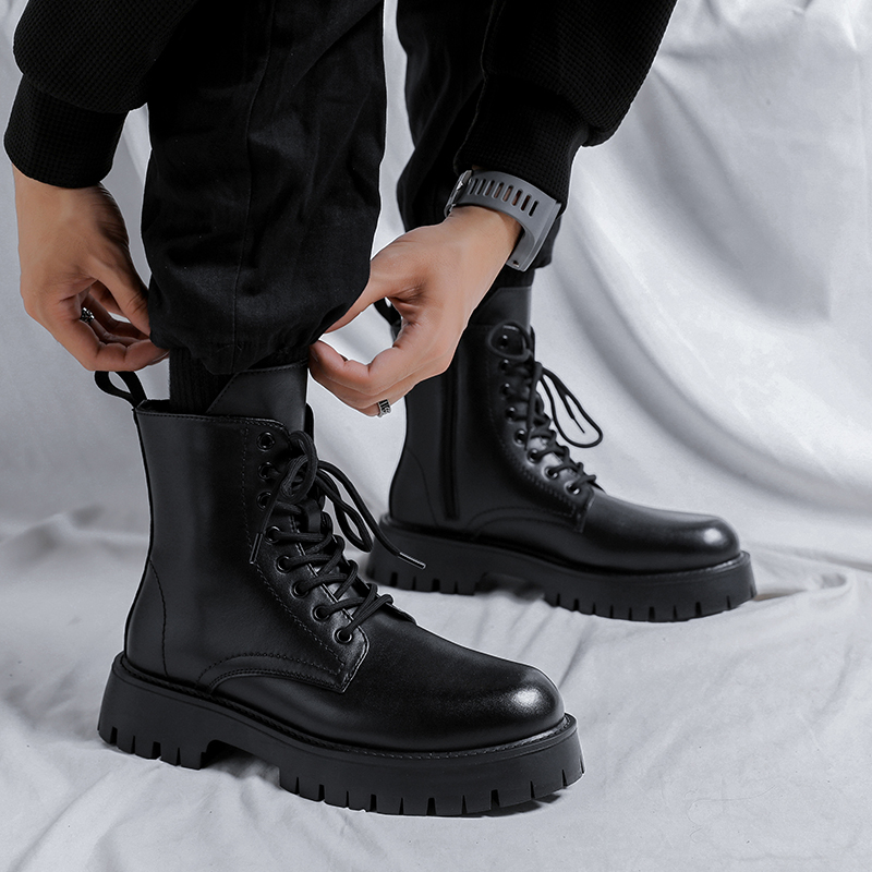 メンズラグジュアリーファッション 本革ブーツ ブラック ホワ - Men'S Shoes Black And White のレビューと価格