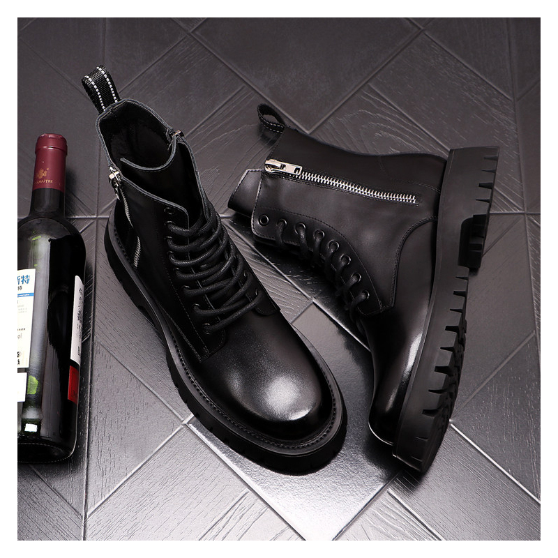 メンズラグジュアリーファッション 本革ブーツ ブラック ホワ - Men'S Shoes Black And White のレビューと価格