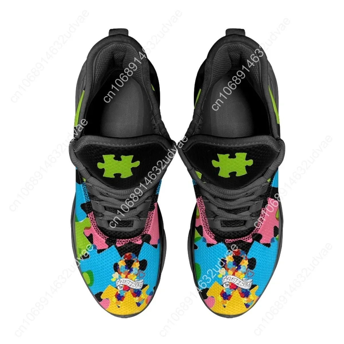 自閉症啓発スポーツランニングシューズカラーパズル耐久性のある - Men'S Shoes With Platform のレビューと価格