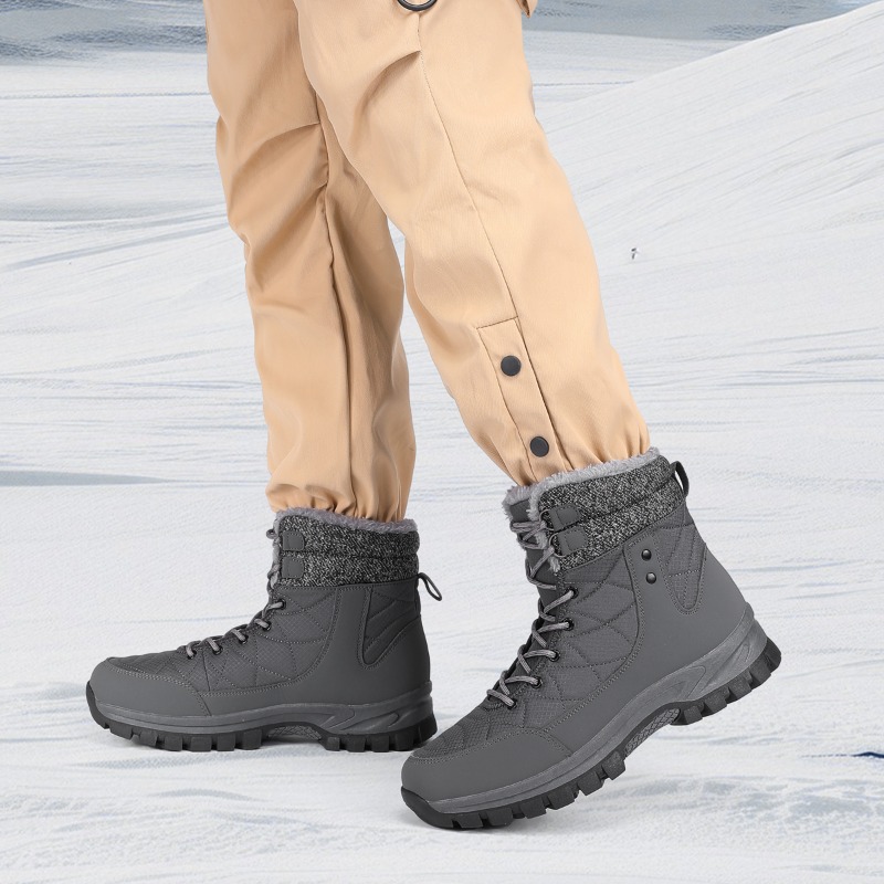 暖かい豪華な滑り止めアウトドアハイキングブーツ冬メンズスノー - Men'S Shoes Hiking のレビューと価格