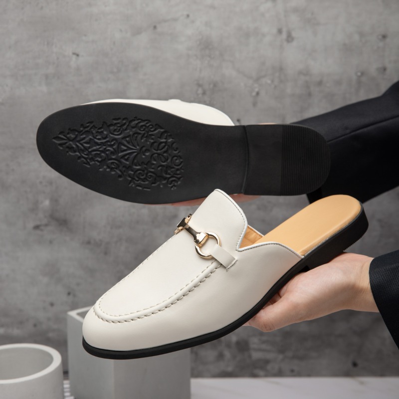 ファッション新デザイナーメンズパテントレザーハーフシューズ男 - Men'S Shoes Black And White のレビューと価格
