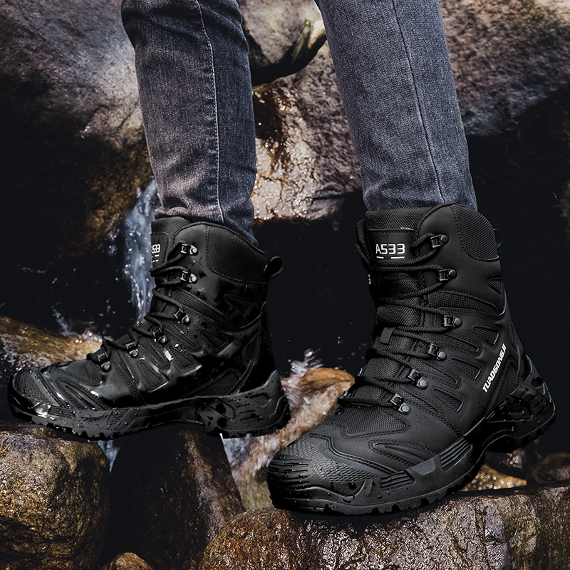 メンズ大型アウトドア戦術訓練ハイキングシューズ（野外訓練・荒 - Men'S Shoes Hiking のレビューと価格