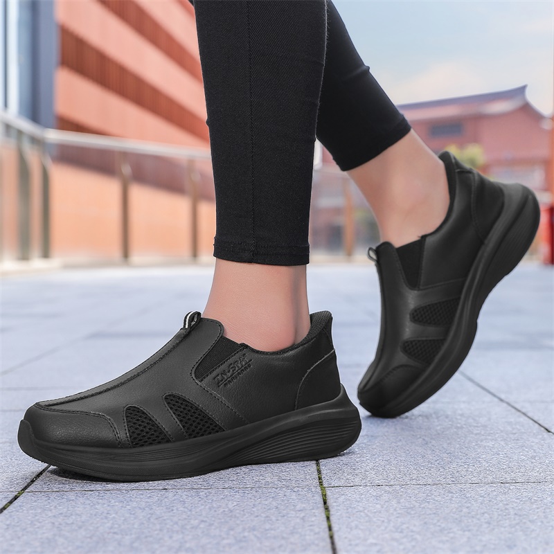 女性男性ナース作業靴通気性メッシュスリッポンローファーホワイ - Men'S Shoes Black And White のレビューと価格