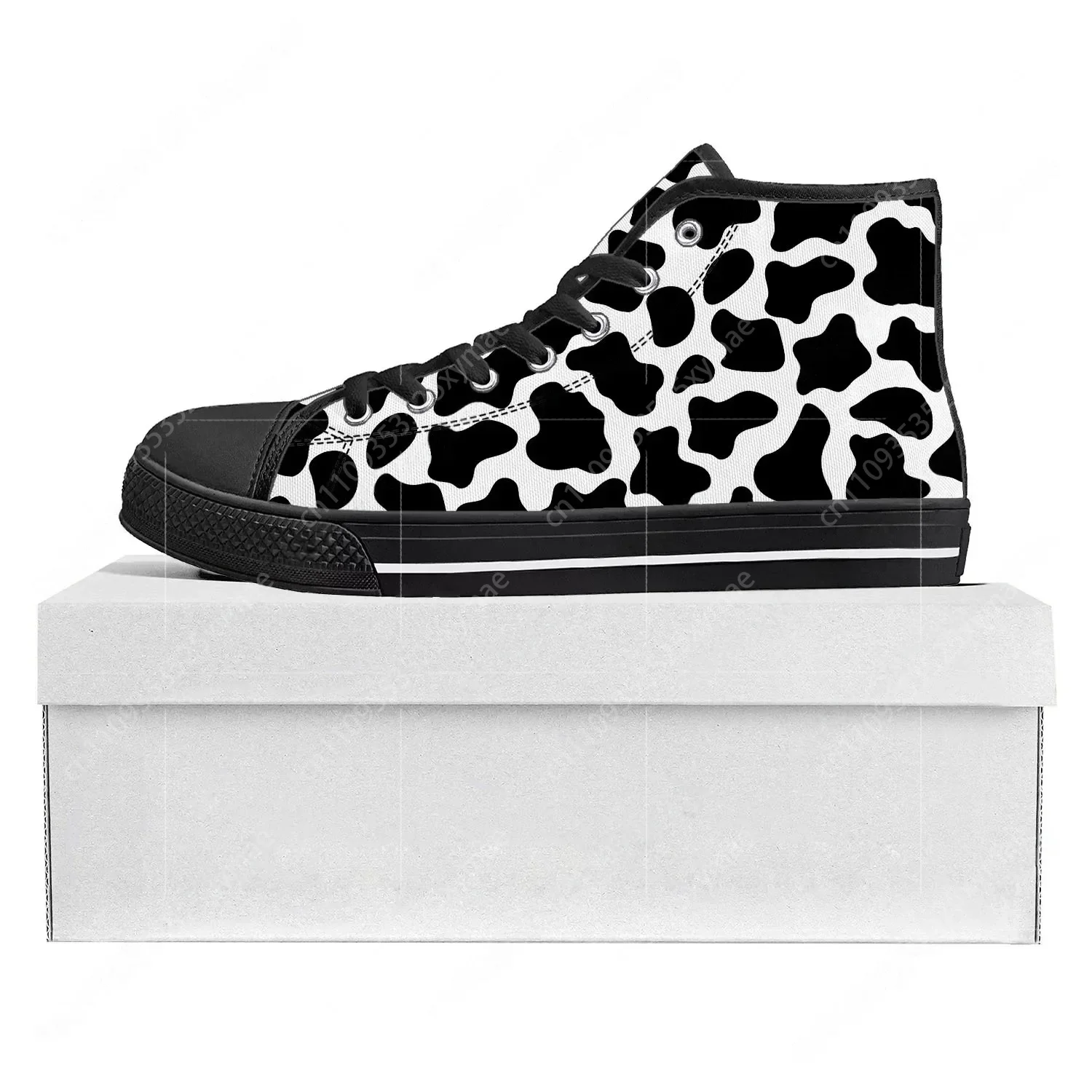 牛柄3Dパターンハイカット高品質スニーカー メンズ レディー - Men'S Shoes Black And White のレビューと価格